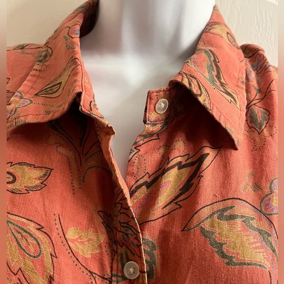 Vintage Paisley print Jones New York 100% Linen blouse - Picture 7 of 9